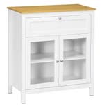 Witte Buffetkast met Glazen Deuren en Lade – 80×40×90 cm, Verzenden, Nieuw