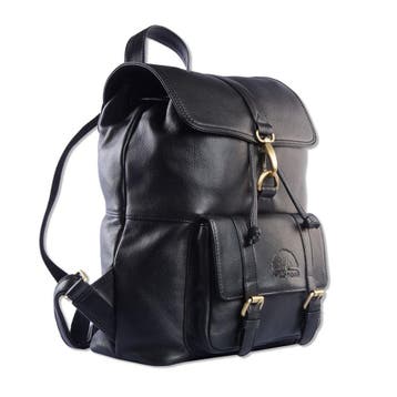 WILD WOODS Leren Unisex Wandel Rugzak met Voorvak - Zwart, Verzenden, Nieuw, Overige merken
