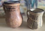 2 Kabyle keramische potten van ideqqi, met lengtes van 20 en