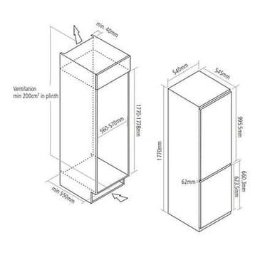 Caple RI7307 Inbouw Koel-vriescombi 177cm 242L No Frost, 200 liter of meer, Ophalen of Verzenden, Nieuw