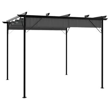 vidaXL Pergola met uittrekbaar dak 180 g/m² 3x3 m staal, Tuin en Terras, Verzenden, Nieuw