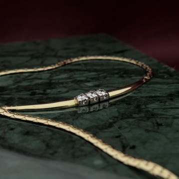 Gouden collier met vaste hanger en diamant; 0,21 ct., Sieraden, Tassen en Uiterlijk, Gebruikt, Ophalen of Verzenden, Met edelsteen