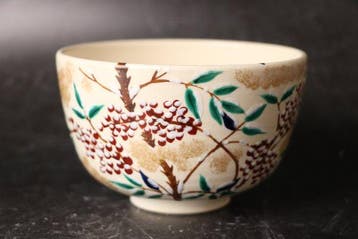 Zeldzame Kyoto Oshikoji Ware Matcha-kom — Snow Nandina,, Antiek en Kunst