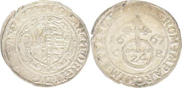 1/24 taler, daalder (groschen) 1667, Sachsen-kurlinie ab..., Verzenden