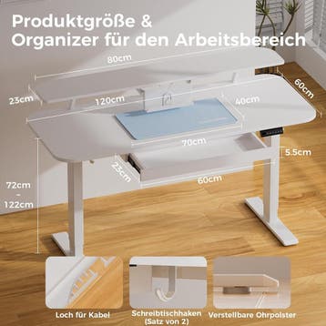 COMHOMA In hoogte verstelbaar bureau, elektrisch, 120 x 60 c, Verzenden, Zo goed als nieuw