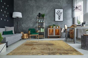Vintage katoenen vloerkleed MODERN ART 240x160cm zandbruin, Ophalen of Verzenden, Nieuw