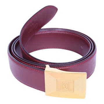 Cartier Must Riem Bordeaux Leer - Goudkleurige Plaque Gesp, Kleding | Dames, Verzenden, Zo goed als nieuw