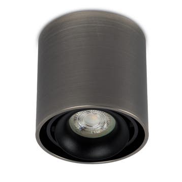 Oliver Opbouwspot Rond Gun Metal Binnenverlichting, Verzenden, Nieuw, Plafondspot of Wandspot