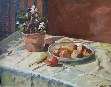Otto Coenders (1883-1952) - Stilleven met fruit en begonia