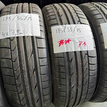 2 x Bridgestone 175-55-15 Zomerbanden 7,5mm, Gebruikt, 15 inch, 175 mm, Ophalen of Verzenden