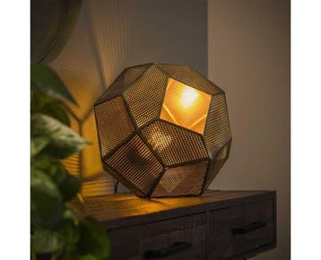 Tafellamp punched hexagon - Antiek koper finish, Ophalen of Verzenden, Nieuw