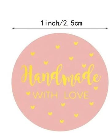 Sluitstickers handmade with love rosé rond etiket 2,5 cm rol, Ophalen of Verzenden, Nieuw