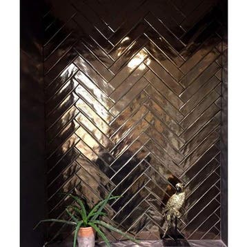 Wandtegel Sartoria Handvorm Gold Goud Glans 5x25, Nieuw, 20 tot 40 cm, 10 m² of meer, Wandtegels