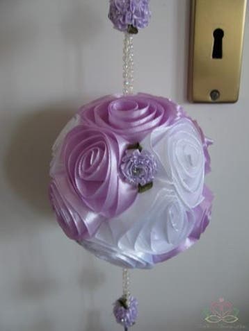 Pomander Satijnroosbal Lila/Wit, Ophalen of Verzenden, Nieuw