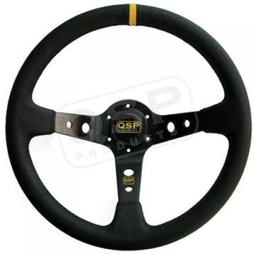 QSP Sportstuur Leder 90mm Diep Deep Dish Zwart B5618, Auto diversen, Nieuw