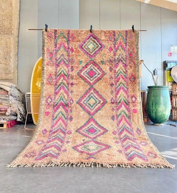 Marokkaans Berber tapijt – wol – kleurrijke diamanten en, Nieuw