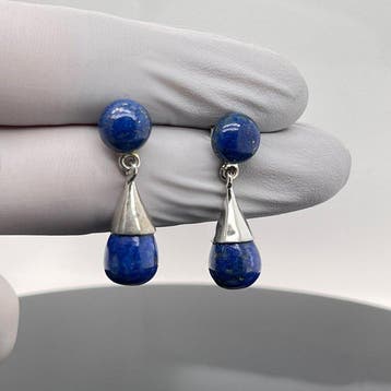Zilver - Oorbellen - Natuurlijke lapis lazuli