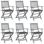 vidaXL Tuinstoelen 6 st inklapbaar met kussens massief, Verzenden, Nieuw, Hout