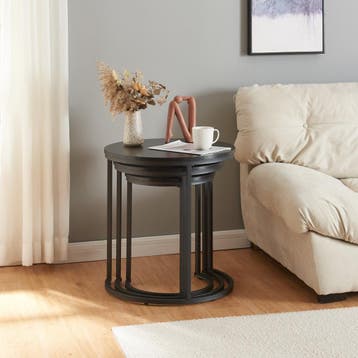 Bijzettafel Ulricehamn set van 3 zwart [en.casa], Huis en Inrichting, Verzenden, Nieuw