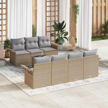 vidaXL Tuin Sofa Set 8 st Beige poly rattan, Verzenden, Nieuw, 8 zitplaatsen