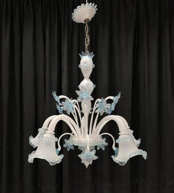 Kroonluchter - Schuim - Muranoglas - 5 lampen