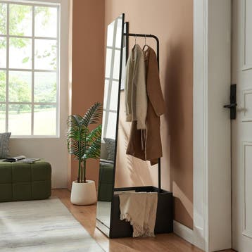Garderobespiegel Saden met kledingrek 165x40x51 cm zwart [en, Huis en Inrichting, Woonaccessoires | Spiegels, Verzenden, Nieuw