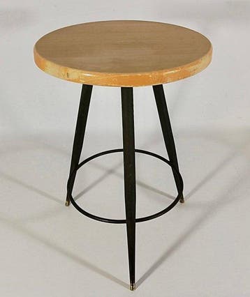Kruk - Mid-Century Modern ontwerp 1950 - Hout, Messing