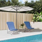 vidaXL Strandstoelen 2 st textileen en gepoedercoat staal, Verzenden, Nieuw