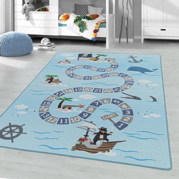 Kindervloerkleed | Play | Piraat | Lichtblauw | 140x200 cm, Verzenden, Nieuw