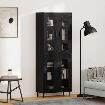 vidaXL buffetkast 2 st Zwart Eiken 69,5 x 34 x 180 cm, Minder dan 50 cm, Verzenden, Nieuw, Minder dan 100 cm
