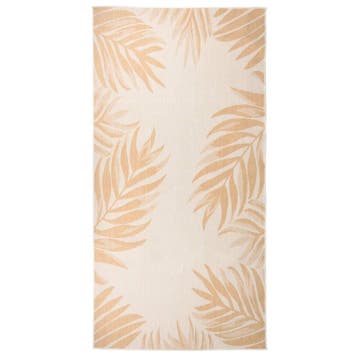 vidaXL Buitenkleed met bladpatroon platgeweven 100x200 cm, Verzenden, Nieuw, Geel