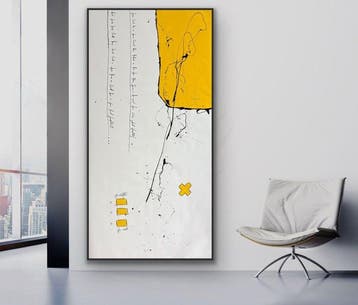 Laura Pinchete - Desestructura en amarillo con anotación, Antiek en Kunst