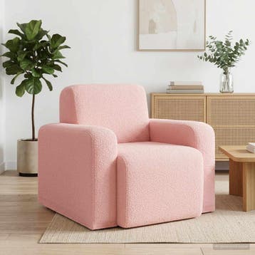 vidaXL Fauteuil Roze Bouclé, Huis en Inrichting, Fauteuils, Verzenden, Nieuw