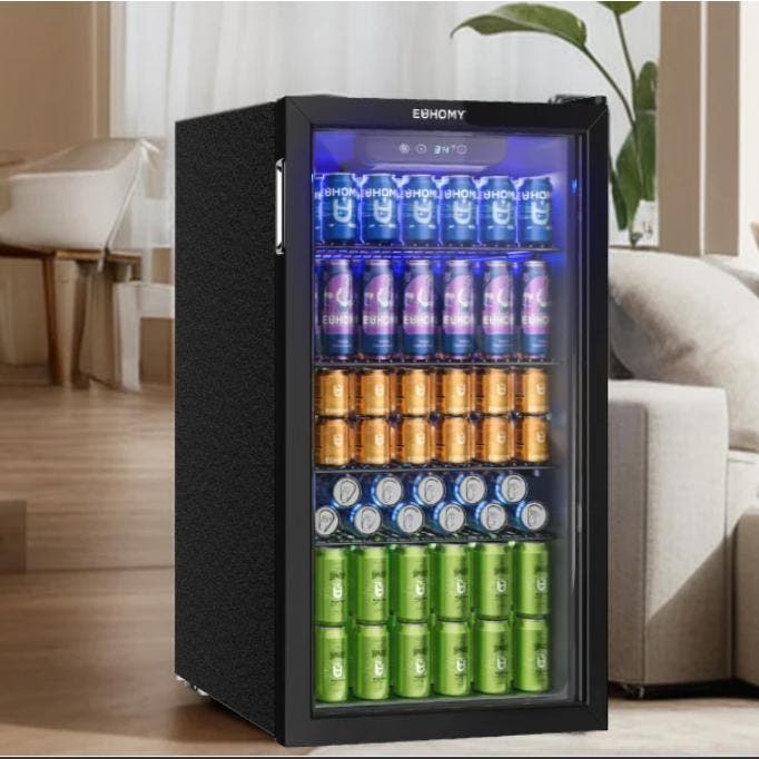 Drankenkoelkast 90L met Glazen Deur voor 126 Blikjes, Witgoed en Apparatuur, Koelkasten en IJskasten, Nieuw, Verzenden
