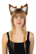 Haarband Grote Furry Oortjes Bruin Wit Beer Vos Diadeem Dons, Ophalen of Verzenden, Nieuw, Carnaval, Accessoires