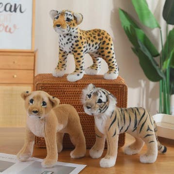 Realistische Pluche Dieren Knuffels - Tijger, Leeuw & Luipaa