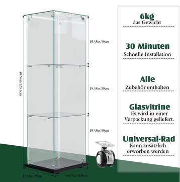Glazen Vitrinekast met LED – Zwarte 3-Laags Displaykast, Huis en Inrichting, Kasten | Vitrinekasten, Verzenden, Nieuw