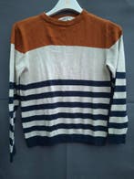 H&M trui roestbruin/ecru gestreept, Kinderen en Baby's, Kinderkleding | Maat 134, Zo goed als nieuw, H&M, Jongen, Trui of Vest