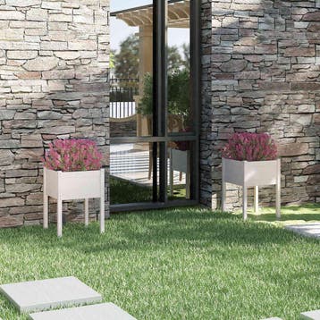 vidaXL Plantenbakken 2 st 50x50x70 cm massief grenenhout wit, Verzenden, Minder dan 60 cm, Nieuw, 60 cm of meer