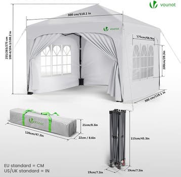 Partytent - Opvouwbaar - 3x3 m - Paviljoen - Easy up - Wit -, Verzenden, Zo goed als nieuw