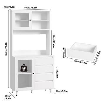 Hoge Keukenkast 80×40×180 cm met Glazen Deuren en 4 Lades, Verzenden, Nieuw