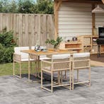 vidaXL 5-delige Tuinset met kussens poly rattan beige, Verzenden, Nieuw, 4 zitplaatsen, Tuinset