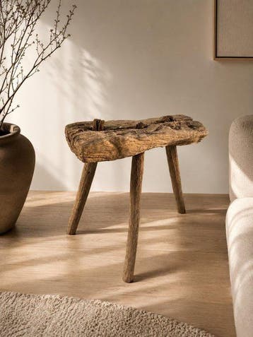 rural 19th century milking stool - Kruk - Eik - Stevig