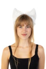 Haarband Furry Oortjes Wit Kat Poes Vos Diadeem Dons Dieren, Ophalen of Verzenden, Nieuw, Carnaval, Accessoires