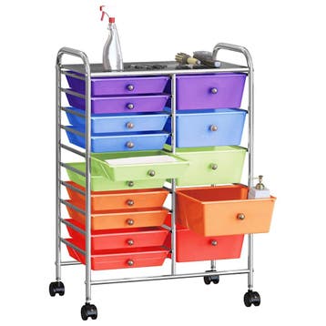 vidaXL Opbergtrolley met 15 lades mobiel XXL kunststof, Verzenden, Nieuw