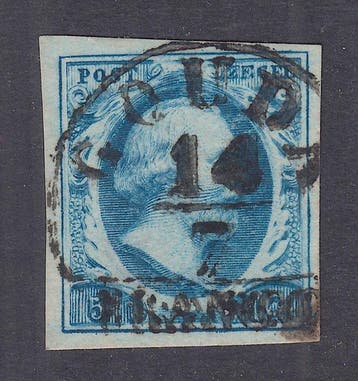 Nederland 1852 - Koning Willem III, in diep donkerblauw -, Gestempeld