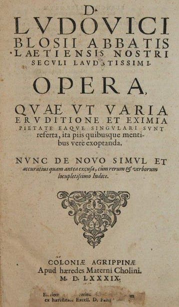 Franciscus Ludovicus Blosius - Opera [Seltene Gesamtausgabe]