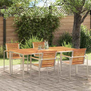 vidaXL Eettafel 180x90x75 cm Massief Acacia Hout en, Tuin en Terras, Tuintafels, Verzenden, Nieuw