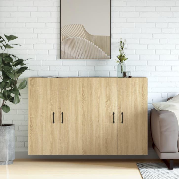 vidaXL Hangkasten 2 st bewerkt hout sonoma eikenkleurig, Huis en Inrichting, Kasten | Buffetkasten, Nieuw, Overige houtsoorten