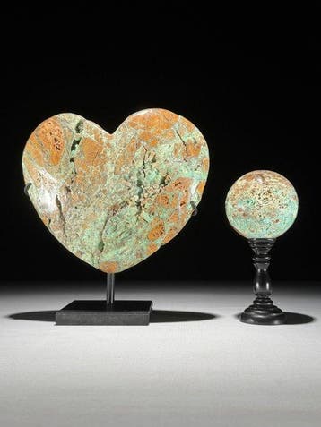 GEEN RESERVEPRIJS - Prachtig paar groene smithsoniet, Antiek en Kunst